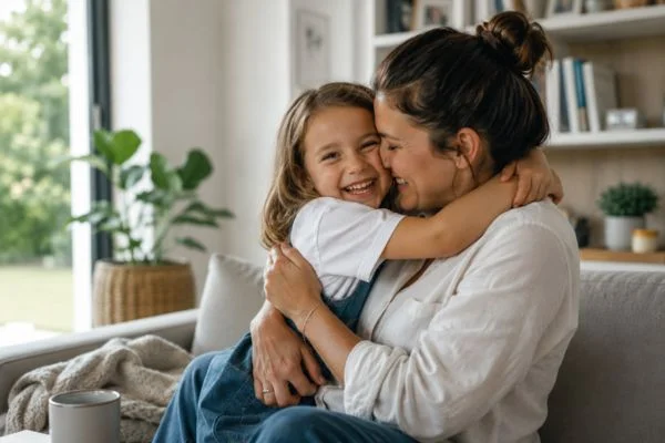 happy child with parent after parenting plans Caernarfon